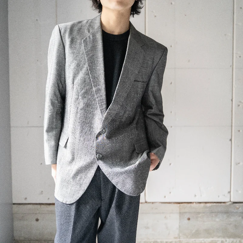 1970-80s Japan vintage gray tailored jacket -splashed pattern- Fleece Jacket Down Jacket Feather Jacket