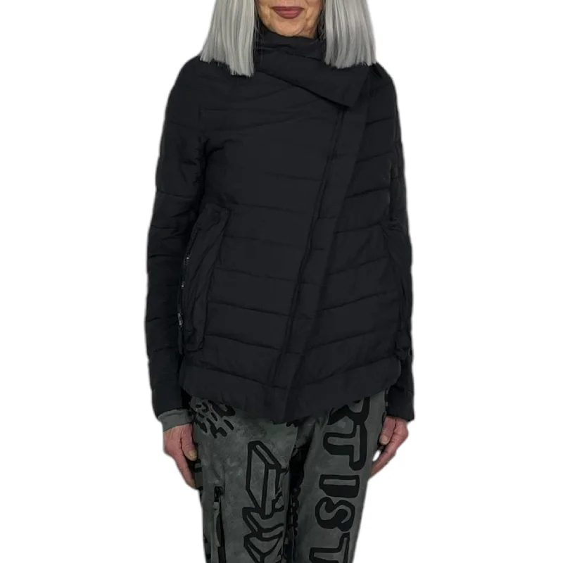 ASYMMETRIC QUILTED PUFFER JACKET Bomber Jacket Anorak Windbreaker