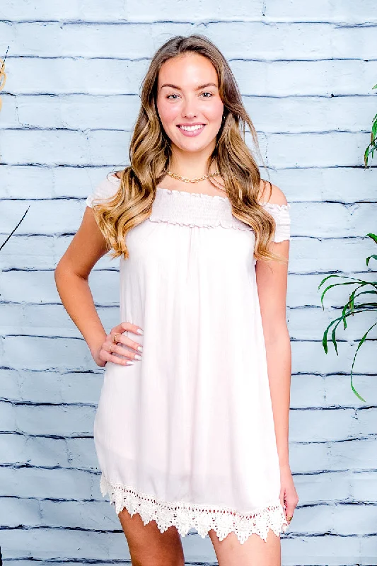 Off The Shoulder Mini Dress With lace Hemline and full lining* (8610) Casual High-Waist Mini Dress Off The Shoulder Mini Dress With lace Hemline and full lining* (8610) Casual High-Waist Mini Dress