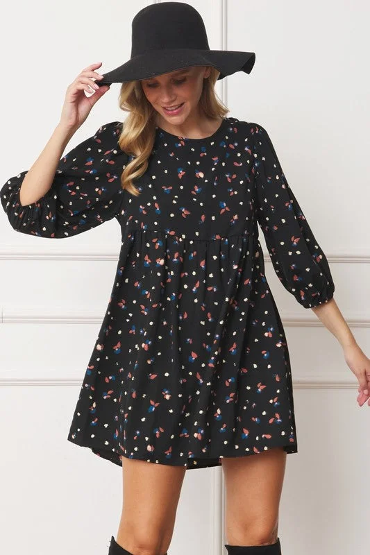 EG fashion Abstract Polka Dot Bishop Sleeve Mini Dress Casual Mini Dress with Pockets EG fashion Abstract Polka Dot Bishop Sleeve Mini Dress Casual Mini Dress with Pockets
