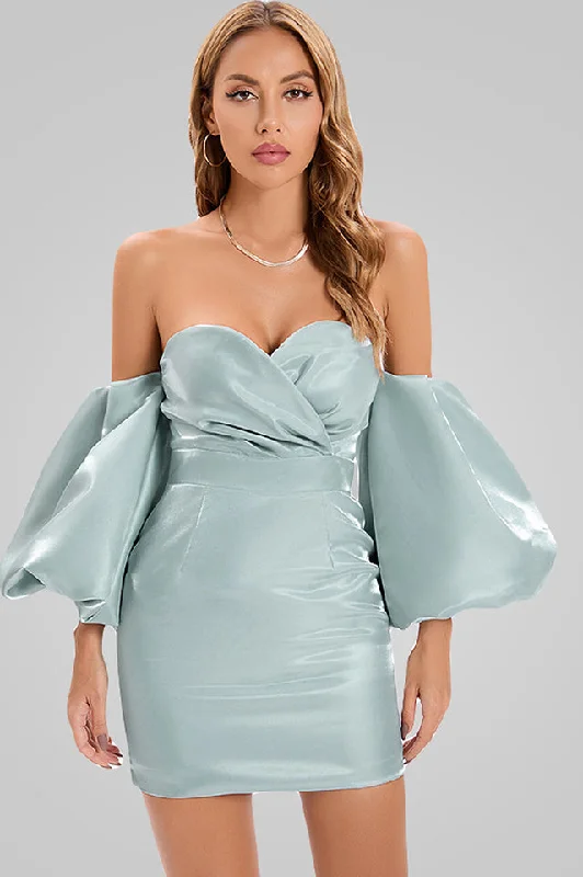 Alexandrine Puff Sleeve Mini Dress Comfortable One-Shoulder Mini Dress
