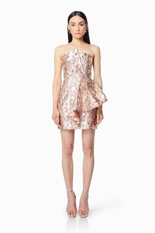 Allure Metallic Strapless Mini Dress In Pink Classic Casual Mini Dress