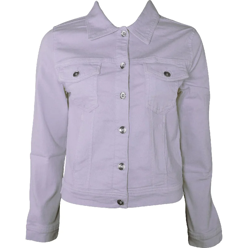 Amara Reya AR Feather Womens Denim Jacket - Purple Collared Jacket Crew Neck Jacket Turtle Neck Jacket
