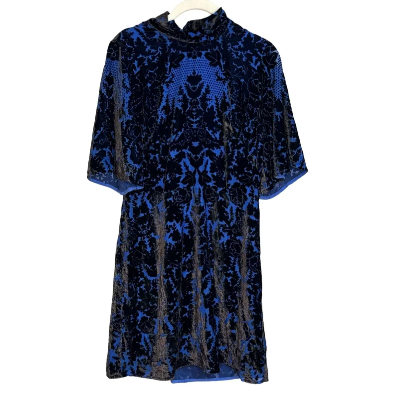 Anthropologie Womens Blue Black Floral Velvet Short Sleeve Mini Dress Size 8 Classic Shift Mini Dress Anthropologie Womens Blue Black Floral Velvet Short Sleeve Mini Dress Size 8 Classic Shift Mini Dress