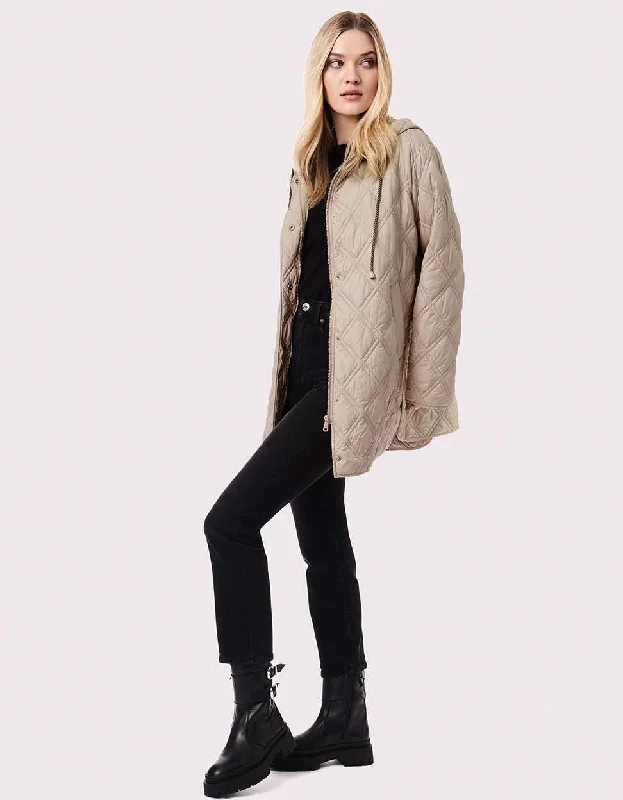 Arboretum Relaxed Puffer Jacket Boat Neck Shawl Collar Notched Collar