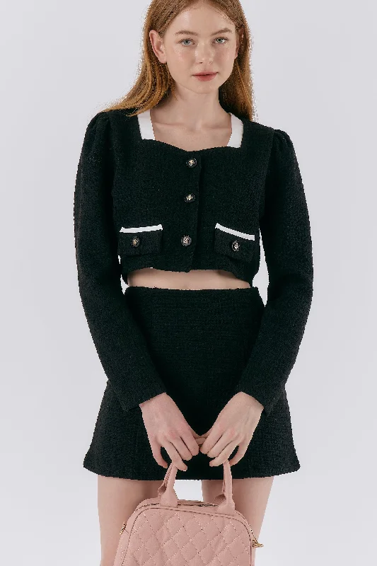 Ashley Tweed Cropped Jacket Plaid Jacket Tartan Jacket Houndstooth Jacket