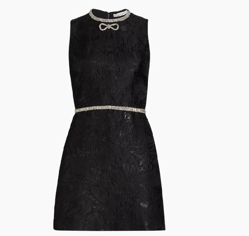 alice + olivia Ellis Embellished Crew Neck Sleeveless Mini Dress, Black Cozy Knit Mini Dress alice + olivia Ellis Embellished Crew Neck Sleeveless Mini Dress, Black Cozy Knit Mini Dress