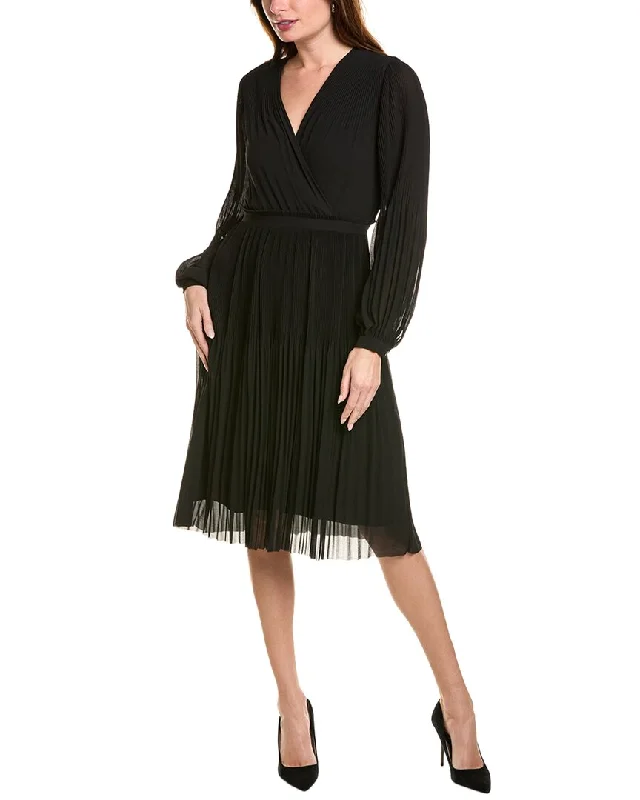 Elie Tahari Allover Pleated Mini Dress Stylish Sweetheart Mini Dress