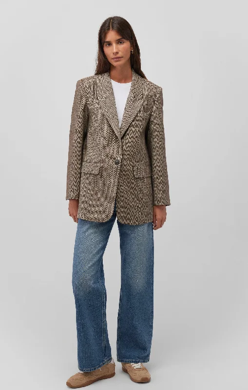 BLAZER JACKET IN BROWN HERRINGBONE Striped Jacket Polka Dot Jacket Floral Jacket