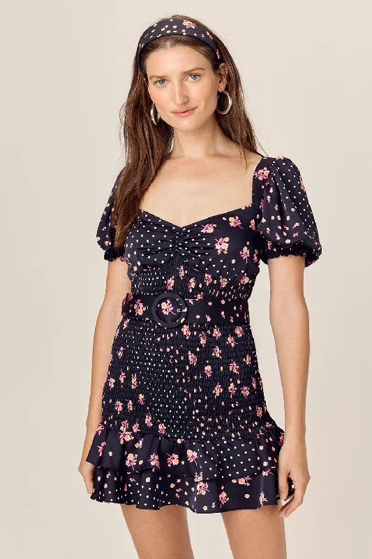 Camellia Mini Dress Comfortable Zip-Up Mini Dress
