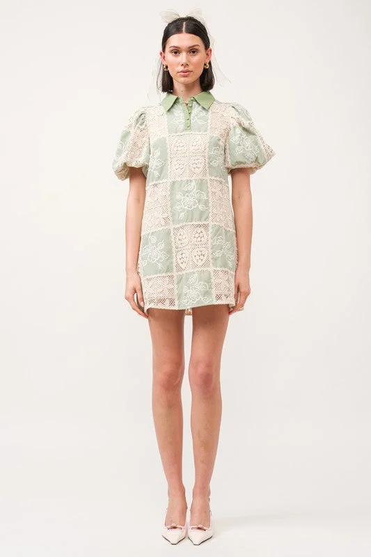 Carmine Crochet Mini Dress Classic Floral Mini Dress