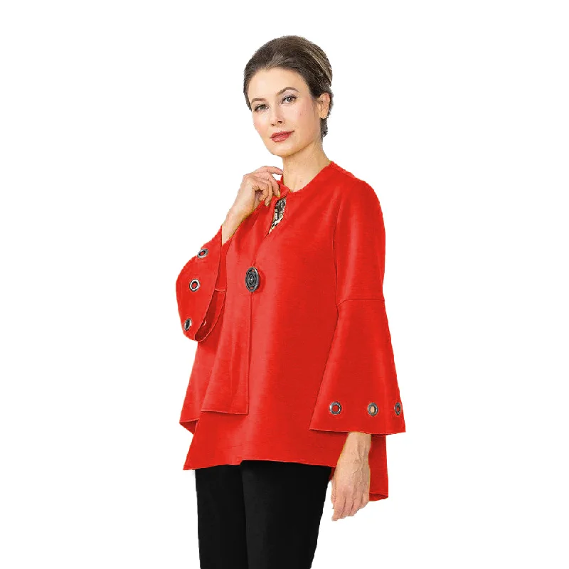 IC Collection Techno-Knit Asymmetric Jacket in Red - 4577J-RD Fitted Jacket Loose Jacket Oversized Jacket IC Collection Techno-Knit Asymmetric Jacket in Red - 4577J-RD Fitted Jacket Loose Jacket Oversized Jacket