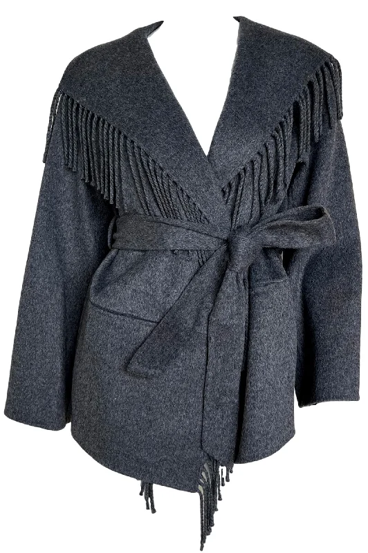 Rowen Fringe Jacket Tiered Jacket Buttoned Jacket Zippered Jacket