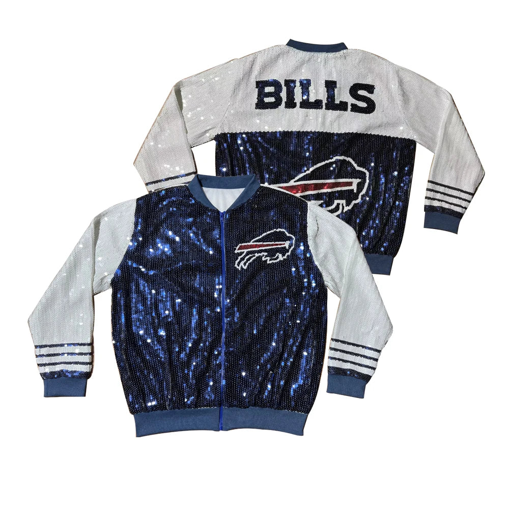 bills stand-up collar zipper coat sequins sports  jacket Print Jacket Jacquard Jacket Embroidered Jacket