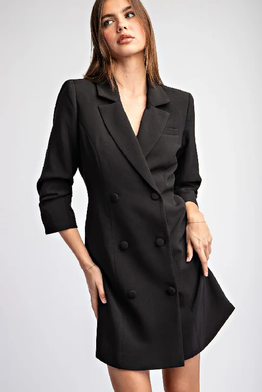 Double-Breasted Blazer Mini Dress Stylish Sweetheart Mini Dress