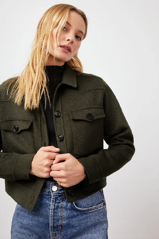 EASTON JACKET - OLIVE Stand-Up Collar Roll-Neck Collar Turtle Neck