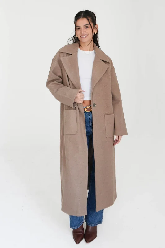 Elaine Jacket in Mocha Front Pockets Side Pockets Patch Pockets