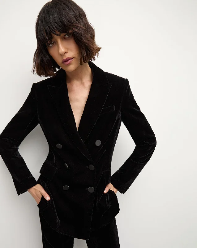 Ellette Velvet Dickey Jacket A-Line Jacket Boat Neck Shawl Collar