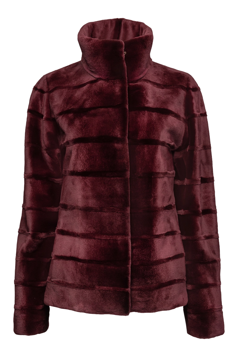Reversible Horizontal Striped Sheared Mink Fur Jacket Fitted Jacket Loose Jacket Oversized Jacket