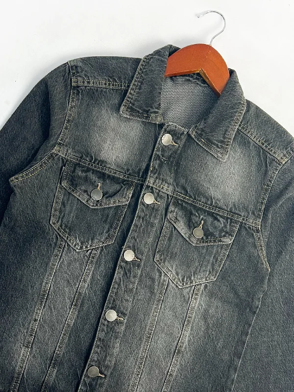 Faded Black Denim Jacket For Women WJ04 Wool Jacket Cashmere Jacket Tweed Jacket