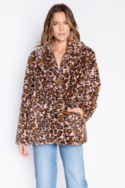 Faux Fur Cheetah Jacket Ribbed Jacket Pleated Jacket Ruffled Jacket