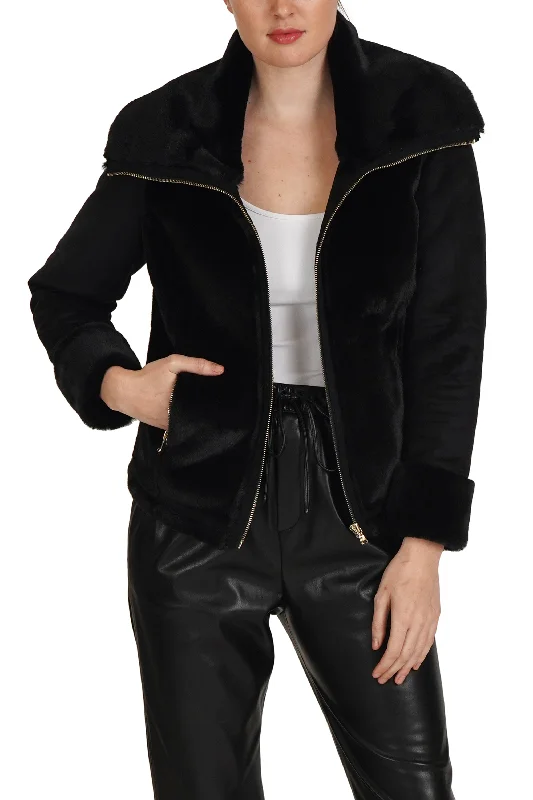 Faux Fur Zippered Jacket Cotton Fabric Linen Fabric Terry Fabric