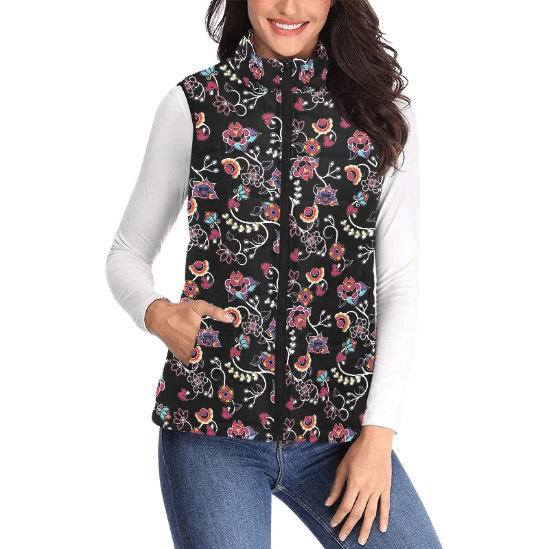 Floral Danseur Women's Padded Vest Jacket V-Neck Jacket Boat Neck Jacket Square Neck Jacket