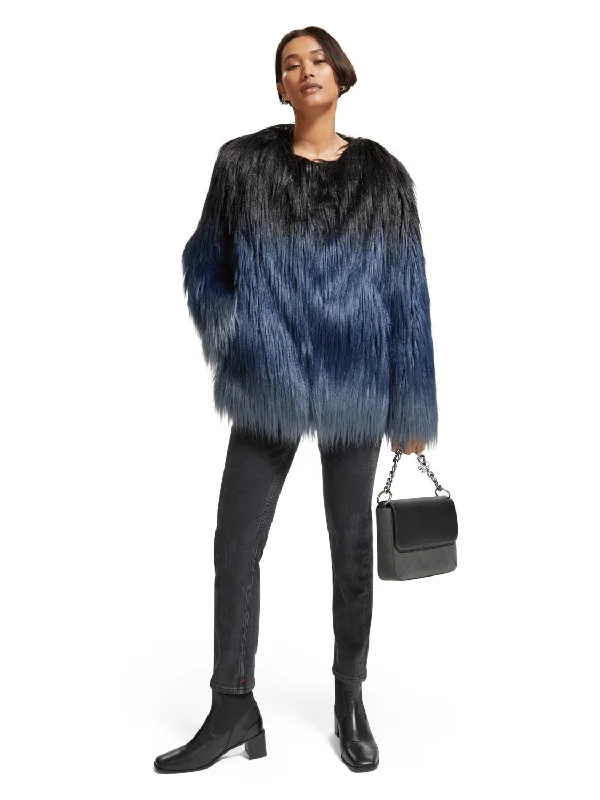 Gradient faux fur jacket Herringbone Jacket Houndstooth Jacket Plaid Jacket