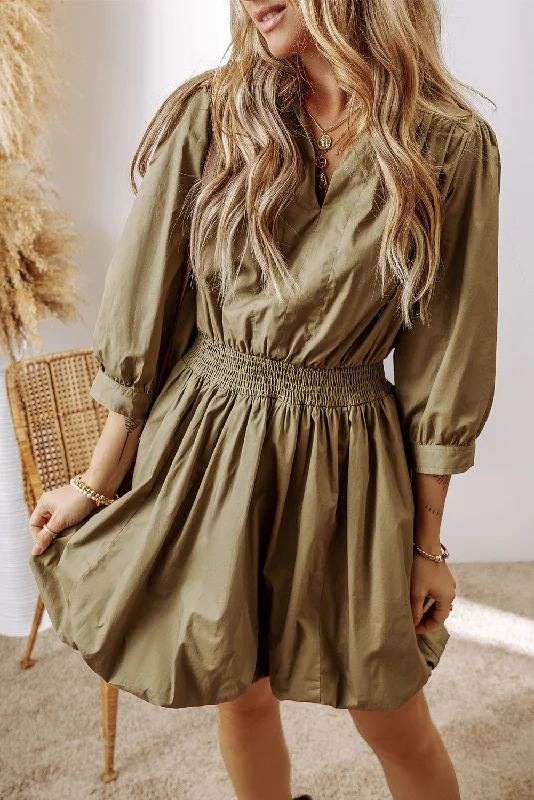 Blue Zone Planet | Guacamole Green Collared V Neck Smocked High Waist Mini Dress Trendy Tie-Dye Mini Dress Blue Zone Planet | Guacamole Green Collared V Neck Smocked High Waist Mini Dress Trendy Tie-Dye Mini Dress