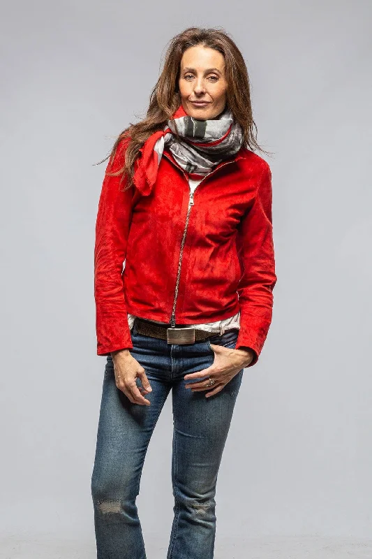 Helen Suede Short Jacket In Rossa V-Neck Jacket Boat Neck Jacket Square Neck Jacket