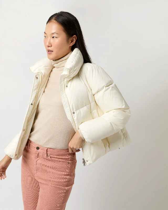 Heavy Nylon Quilted Short Jacket in White Chenille Fabric Brocade Fabric Lace Fabric