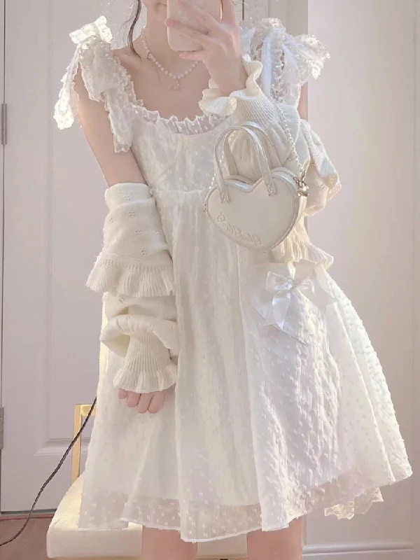 hoombox White Kawaii Sweet Dress Women Summer Korean Chic Elegant Party Mini Dress Fairy Casual Japanese Lolita Princess Cute Dress Fashionable Polka Dot Mini Dress hoombox White Kawaii Sweet Dress Women Summer Korean Chic Elegant Party Mini Dress Fairy Casual Japanese Lolita Princess Cute Dress Fashionable Polka Dot Mini Dress