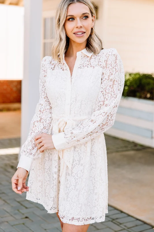 It's Your World Cream White Lace Mini Dress Trendy Tie-Dye Mini Dress