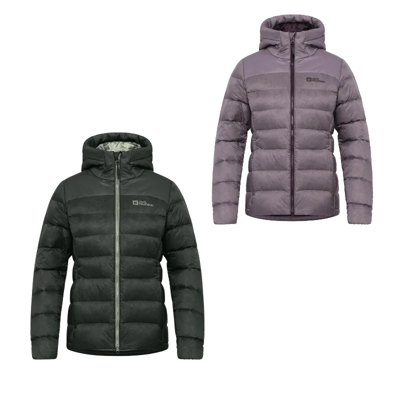 Jack Wolfskin Womens Nebelhorn Hooded Padded Jacket Wool Fabric Cashmere Fabric Tweed Fabric