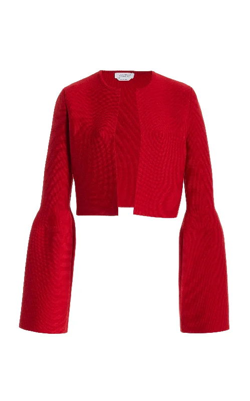 Katlin Knit Jacket in Scarlet Red Merino Wool Quilted Jacket Puffer Jacket Insulated Jacket