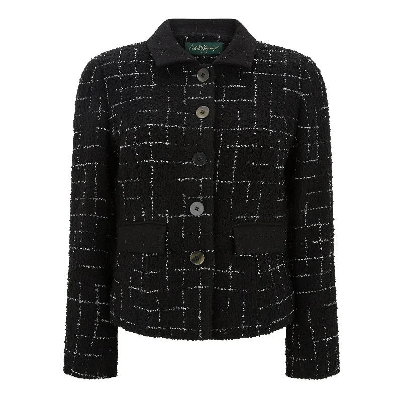 Kiara Tailored Glitter Check Wool Jacket Satin Fabric Silk Fabric Chiffon Fabric