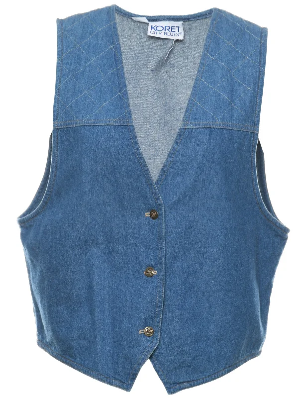 Koret City Blues Denim Jacket Vest - M Collared Jacket Crew Neck Jacket Turtle Neck Jacket