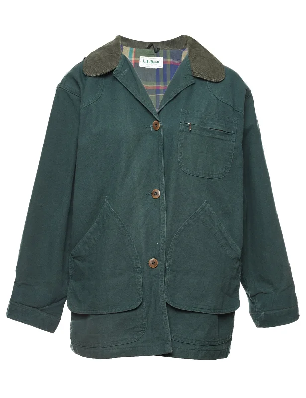 L. L. Bean Striped Workwear Jacket - L Tailored Jacket Straight Jacket A-Line Jacket
