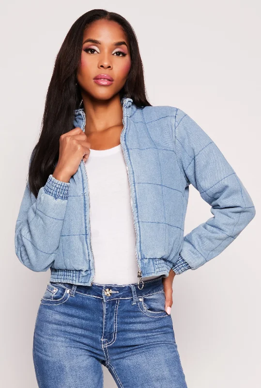 Haute Monde Denim Quilted Jacket Knit Jacket Woven Jacket Fleece Jacket