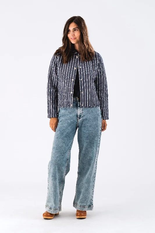 Jacket 24471 60 Emiliall Jacket Stripe A-Line Jacket Boat Neck Shawl Collar