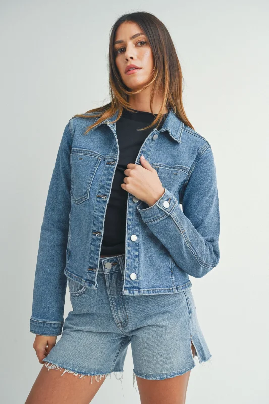 New Day Jean Jacket in Medium Denim Denim Jacket Leather Jacket Suede Jacket