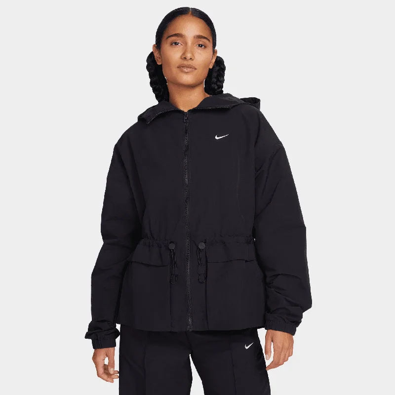 Nike Sportswear Women's Woven Jacket Black / White Front Pockets Side Pockets Patch Pockets