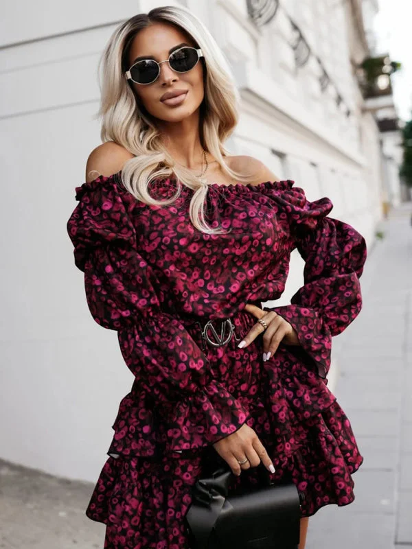 Blue Zone Planet | Amber's Off-shoulder Ruffled Waist Solid Color Long-sleeved Mini Dress Cozy A-Line Mini Dress Blue Zone Planet | Amber's Off-shoulder Ruffled Waist Solid Color Long-sleeved Mini Dress Cozy A-Line Mini Dress