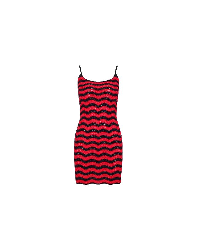 PARADISO MINI DRESS NAVY STRAWBERRY Stylish Spaghetti Strap Mini Dress