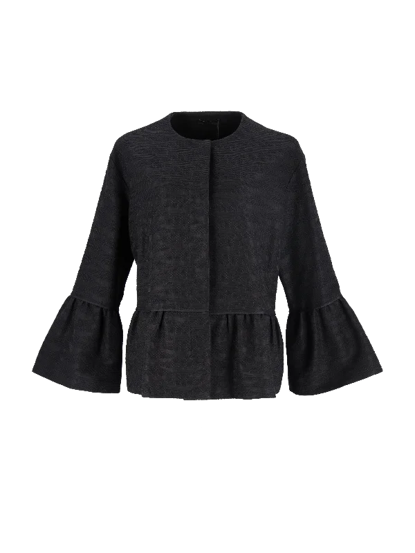 peplum-hem woven jacket Welt Pockets Slit Pockets Flap Pockets