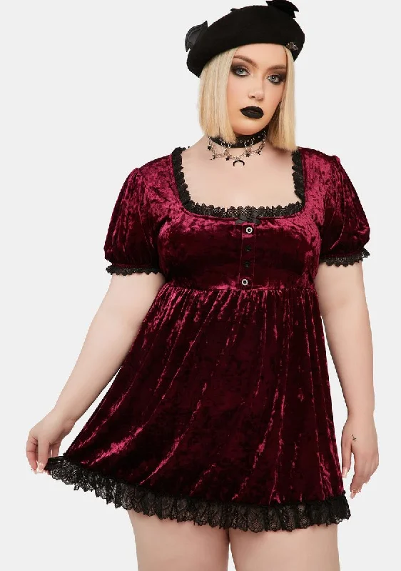Plus Drinking Your Blood Velvet Mini Dress Chic Sleeveless Mini Dress