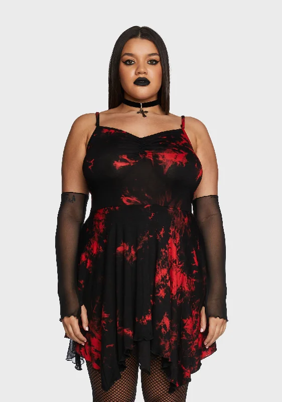 Plus The Landslide Mini Dress & Gloves Set Trendy Mesh Mini Dress