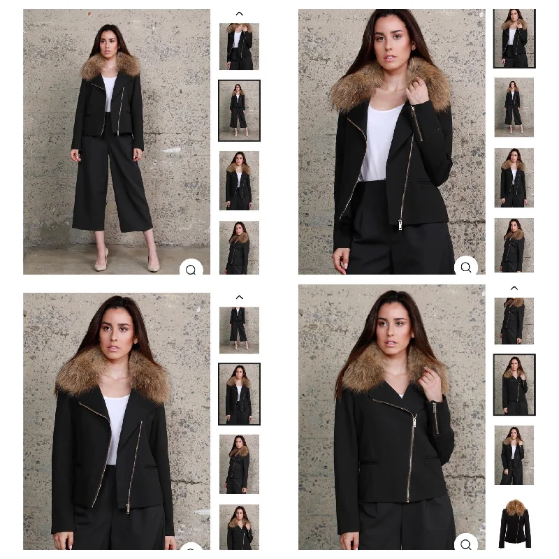 Raccoon Ponte Moto Jacket with Removable Raccoon Collar Denim Jacket Leather Jacket Suede Jacket