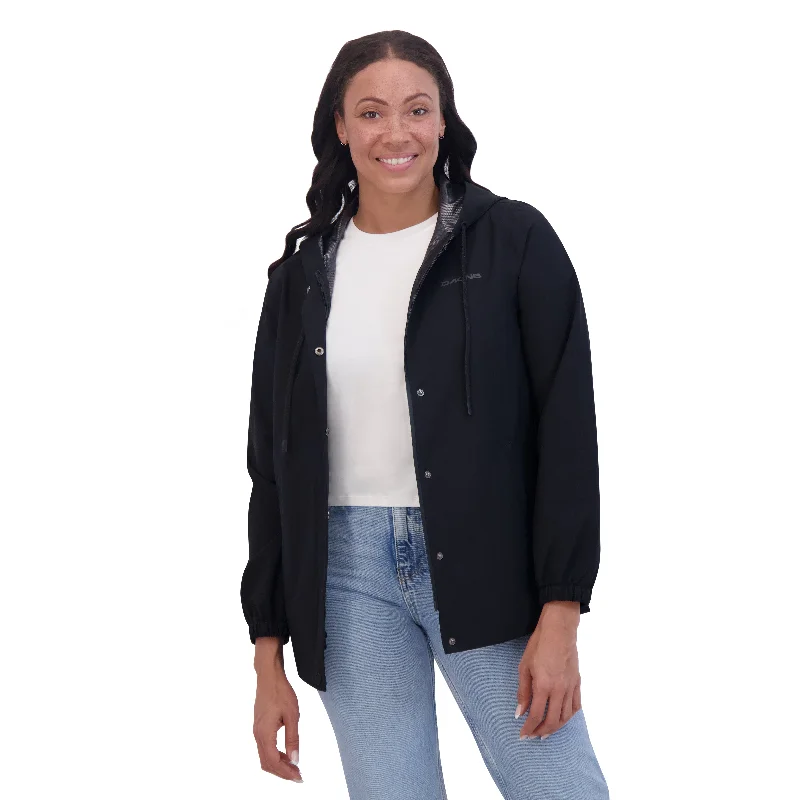 Rain Protection Light Jacket Women's - Black Toggled Jacket Drawstring Jacket Belted Jacket
