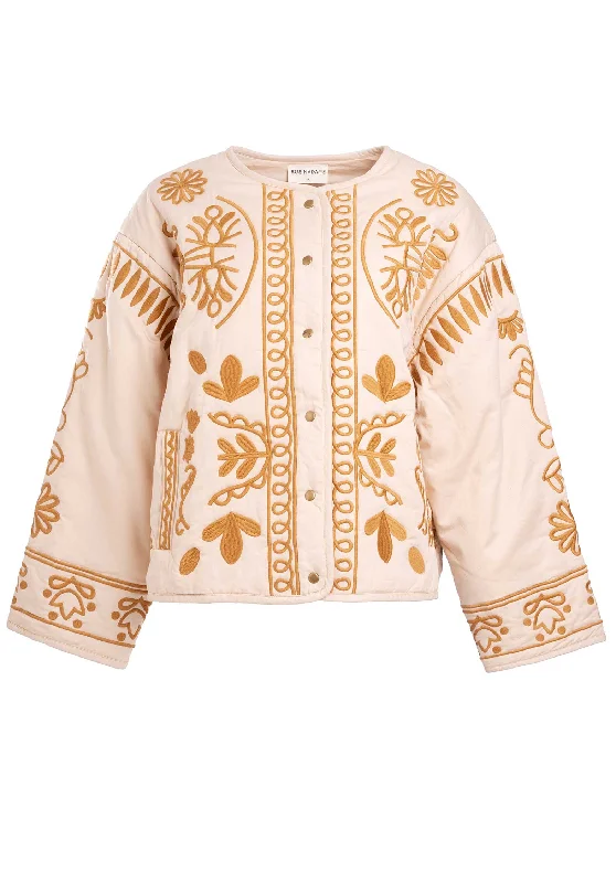 Jacket Cc7 079 Beige Snapped Jacket Toggled Jacket Drawstring Jacket